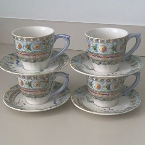 COPY - COPY - Vintage Gien French China 4 Cups and 4 Saucers/ Tea Set